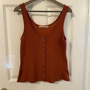 Liberty Love Brown Fitted Buttoned Tank Top